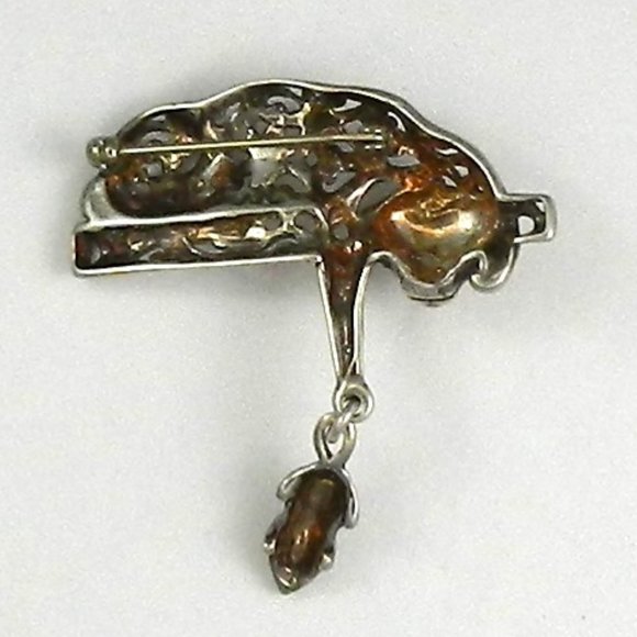 Vintage Jezlaine Sterling Silver Articulated Cat and Mouse Pin Brooch - Picture 5 of 8